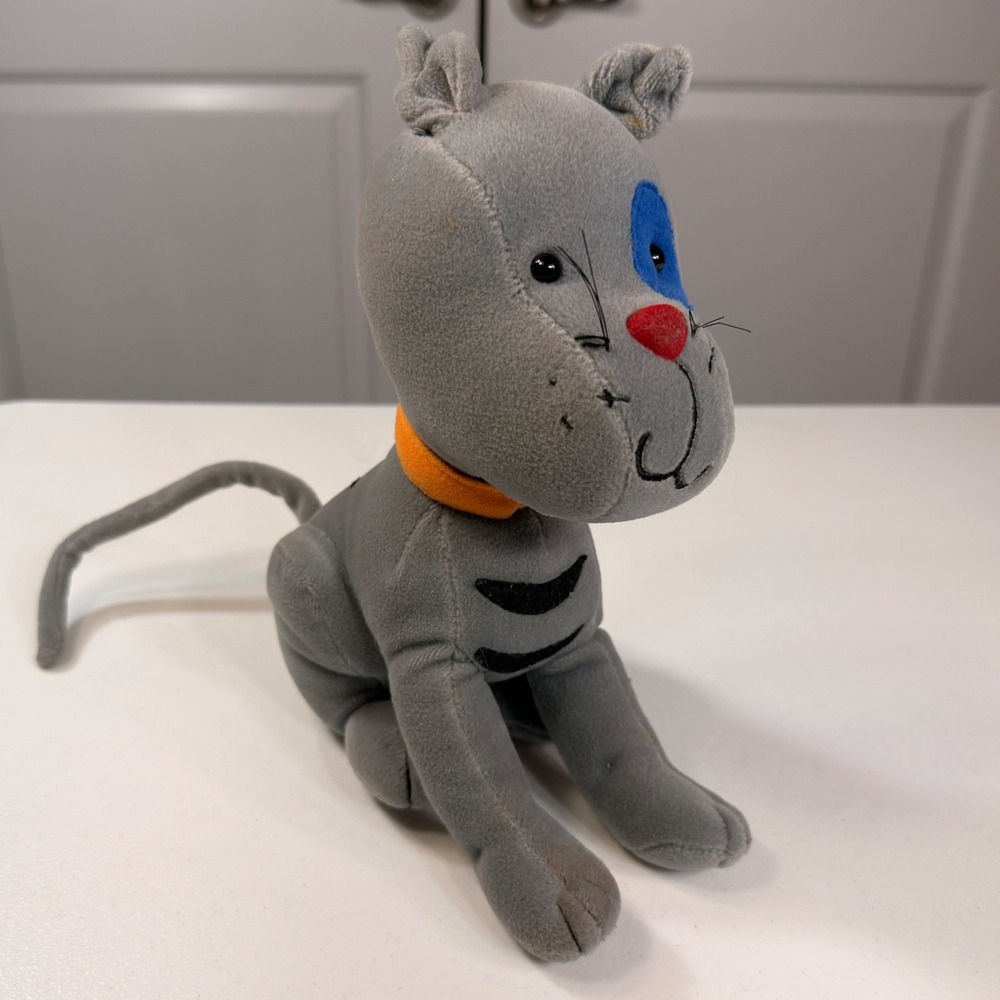 Vintage 2001 Caillou Gilbert the Cat Plush Irwin Toy Grey Stuffed Animal 9"